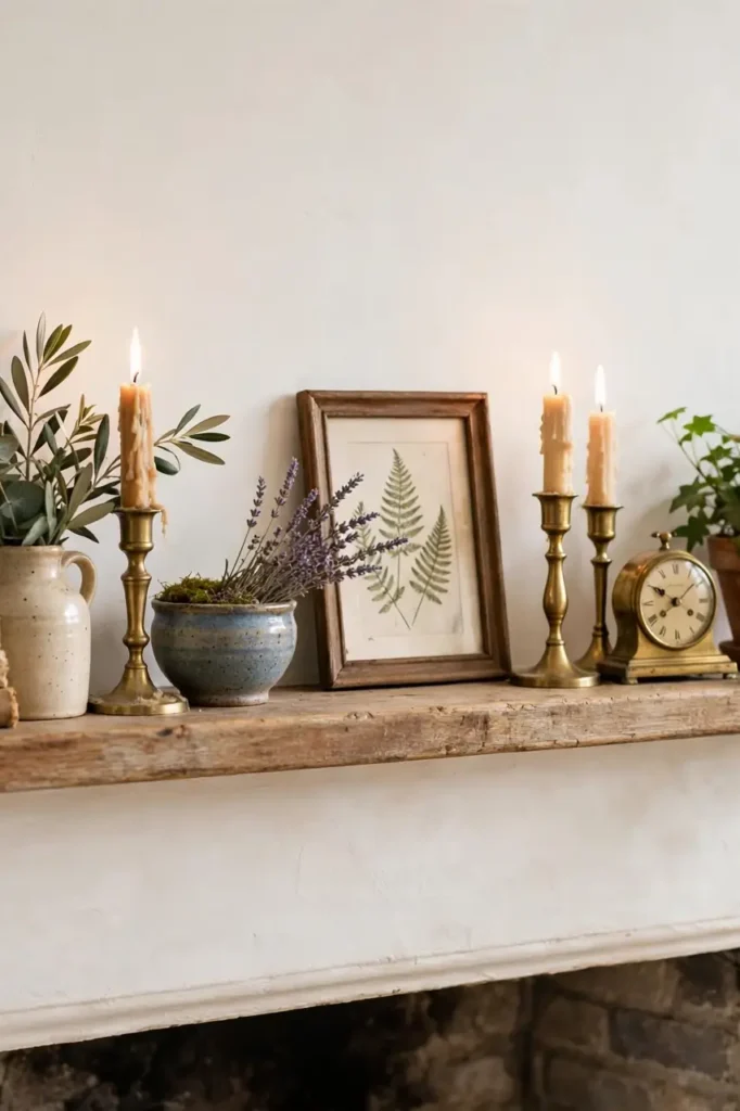 Charming fireplace mantel decor