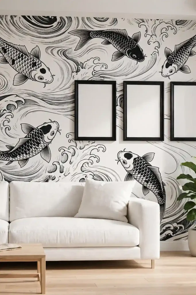 Monochrome Koi Art