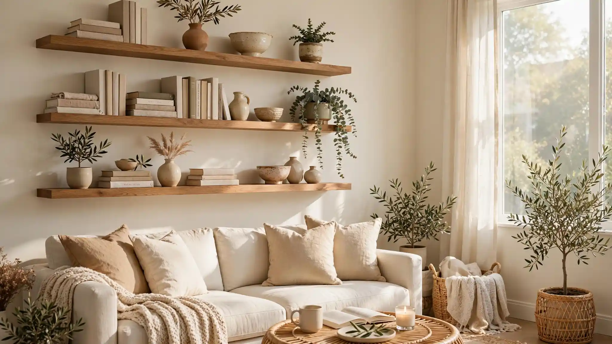 floating shelf decor ideas for living room