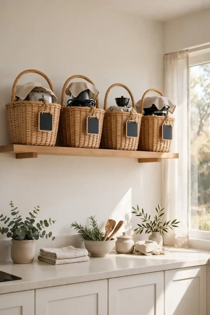 Baskets Above Shelves