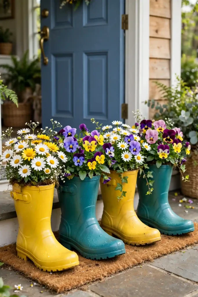 Colorful Boot Planters