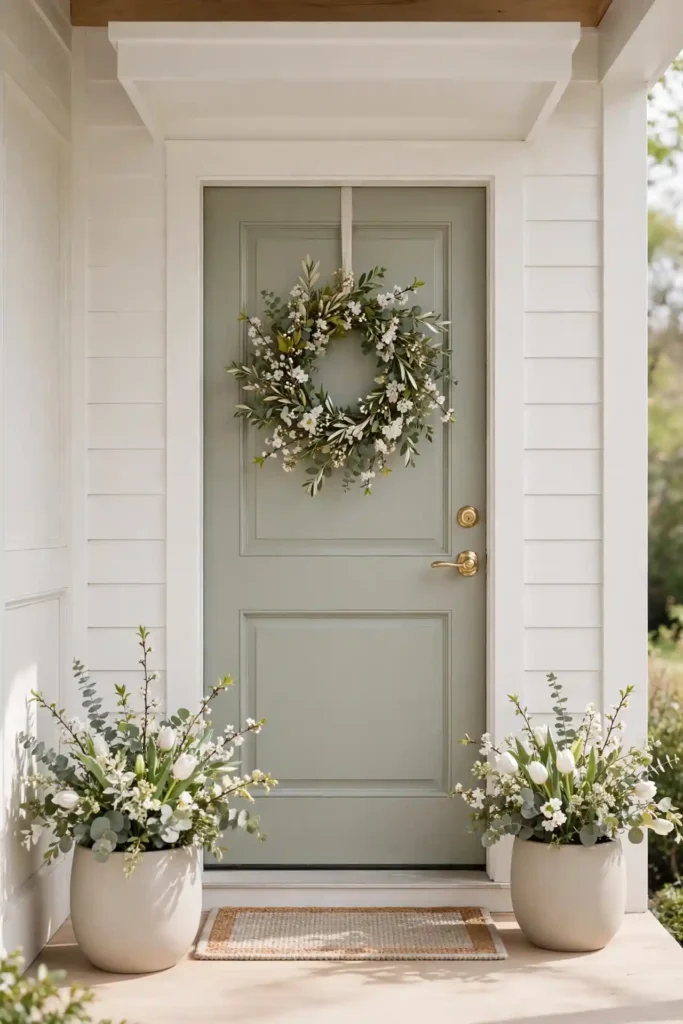 Elegant front porch spring decor ideas with flowers