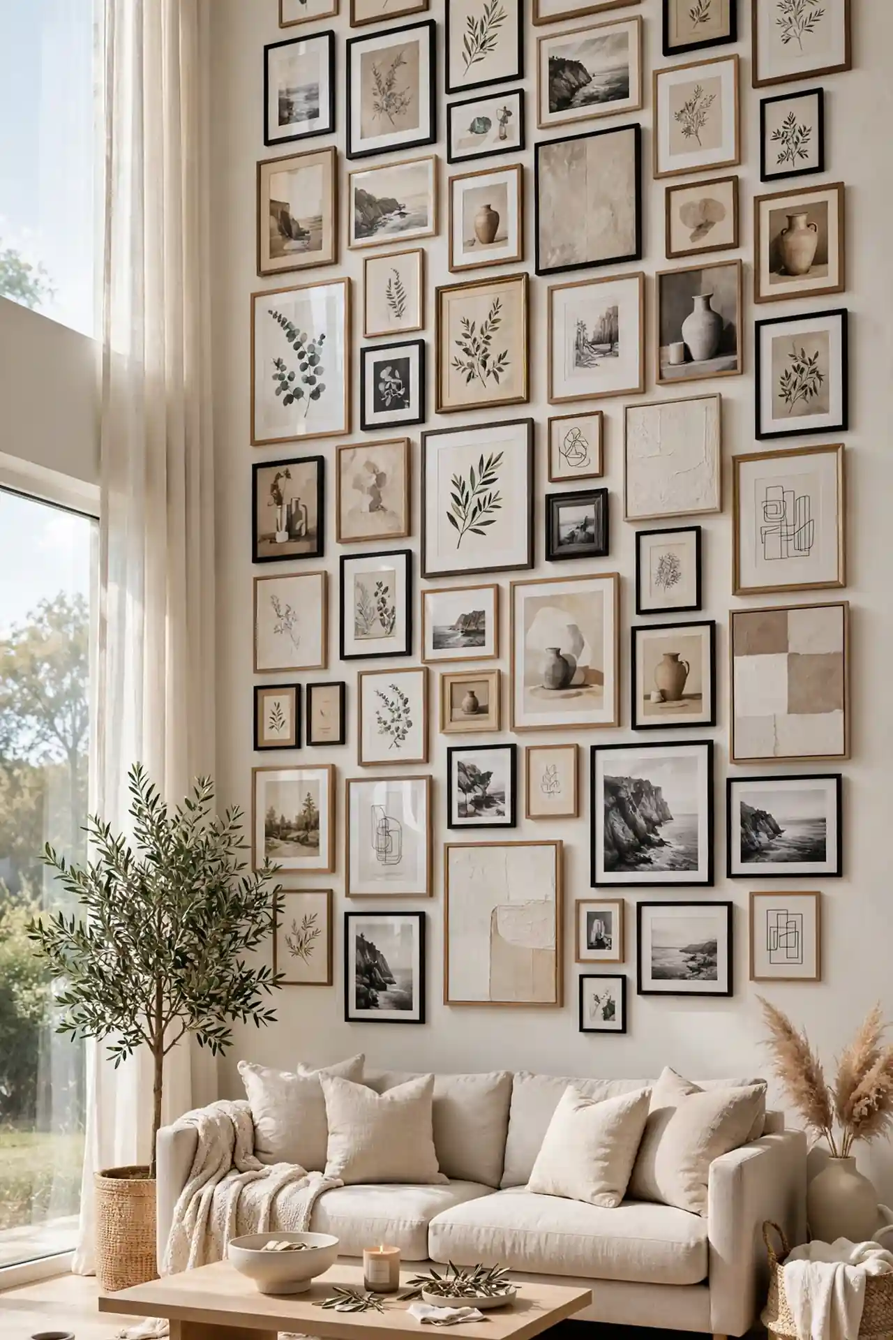 Salon Style Cluster - Gallery Wall Ideas Above Couch