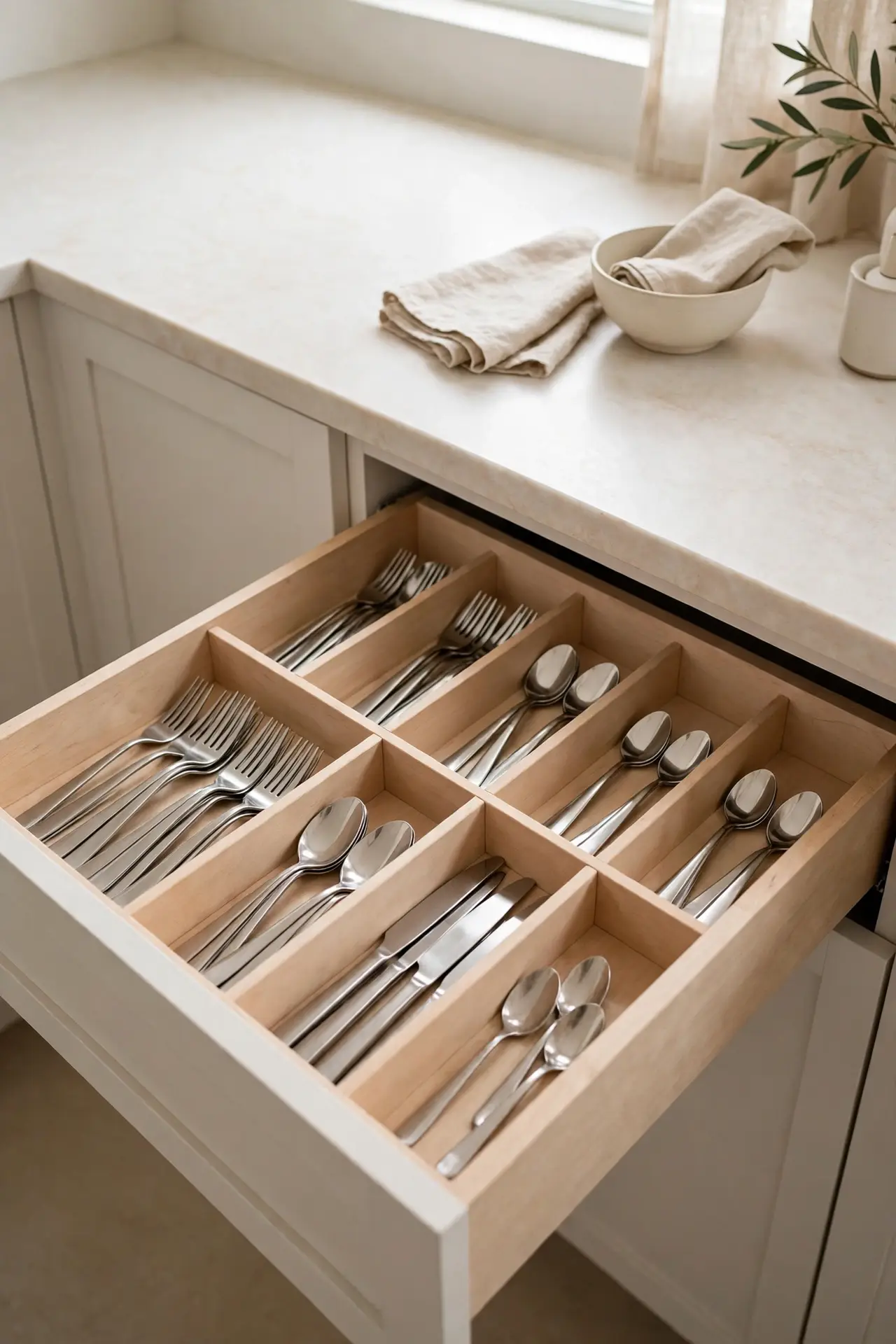 Cutlery Tray Dividers for galley kitchen organization ideas for small spaces