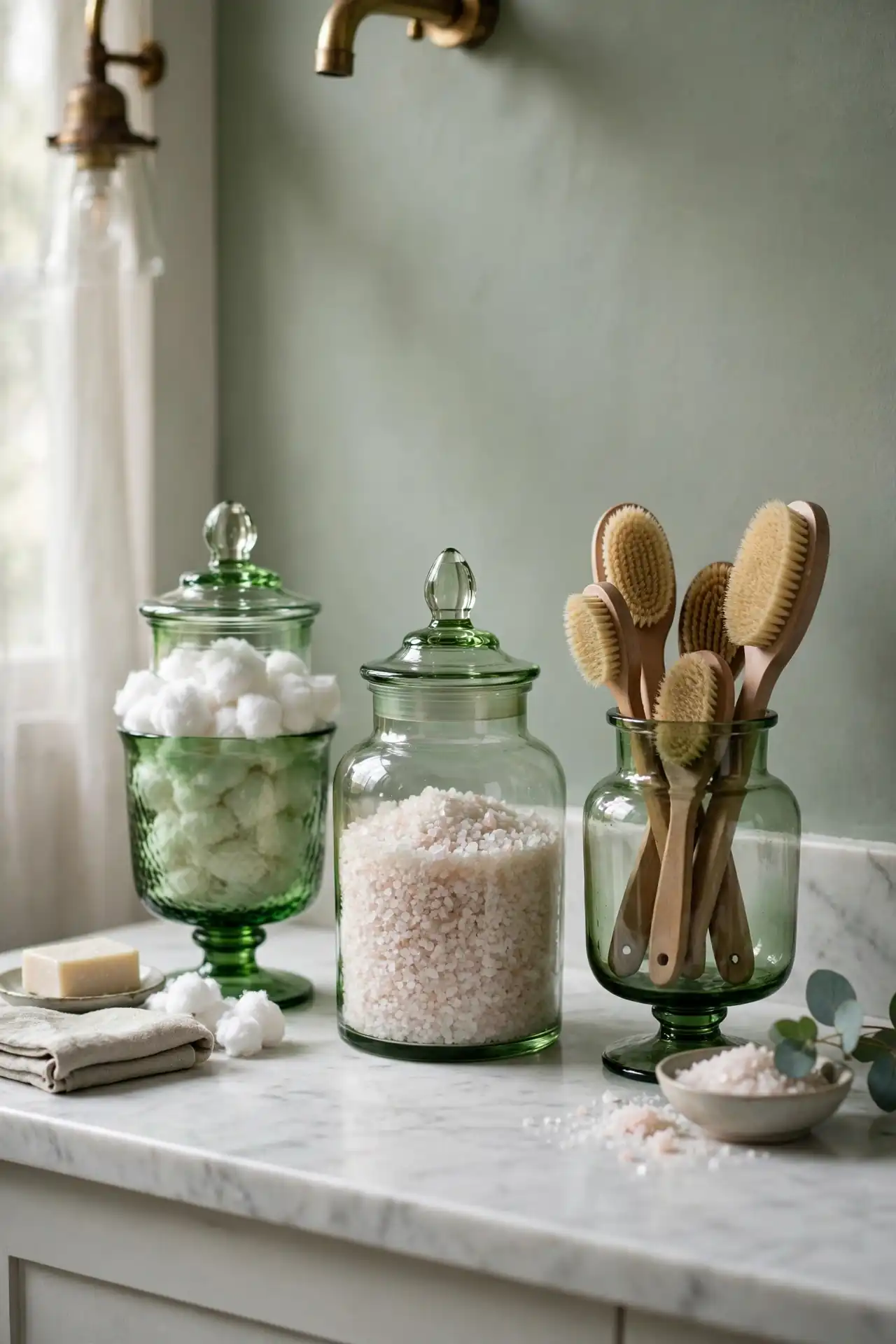 Green Glass Jars