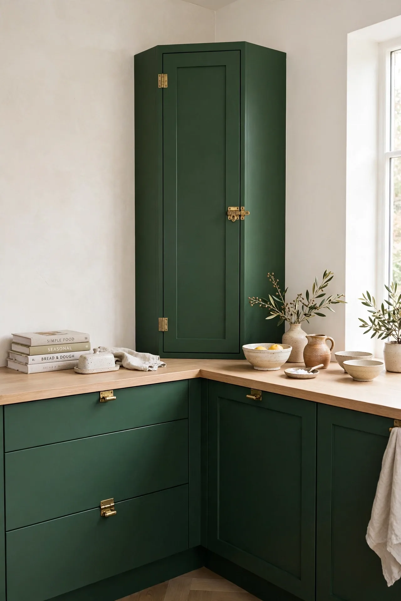 Deep Green Corner Cabinet