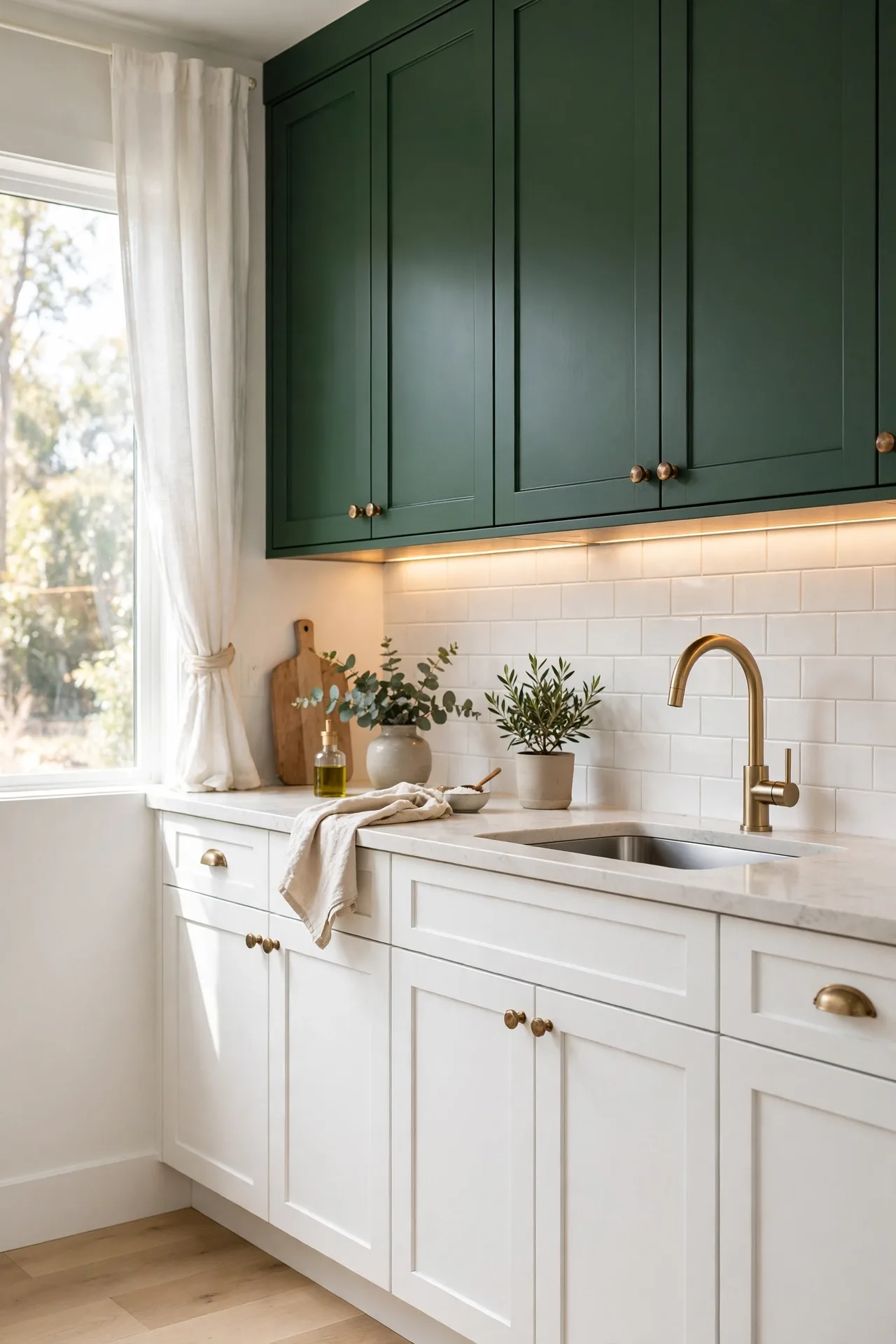 Forest Green Upper Cabinets