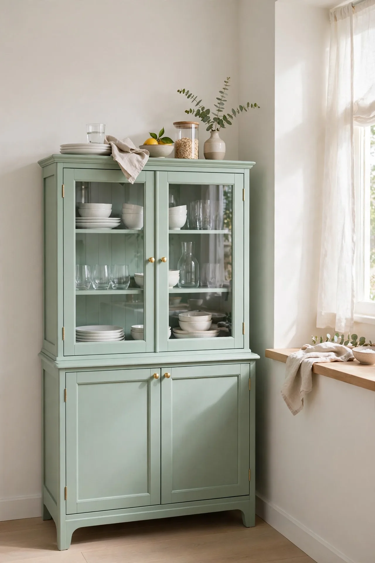 Mint Green Corner Hutch