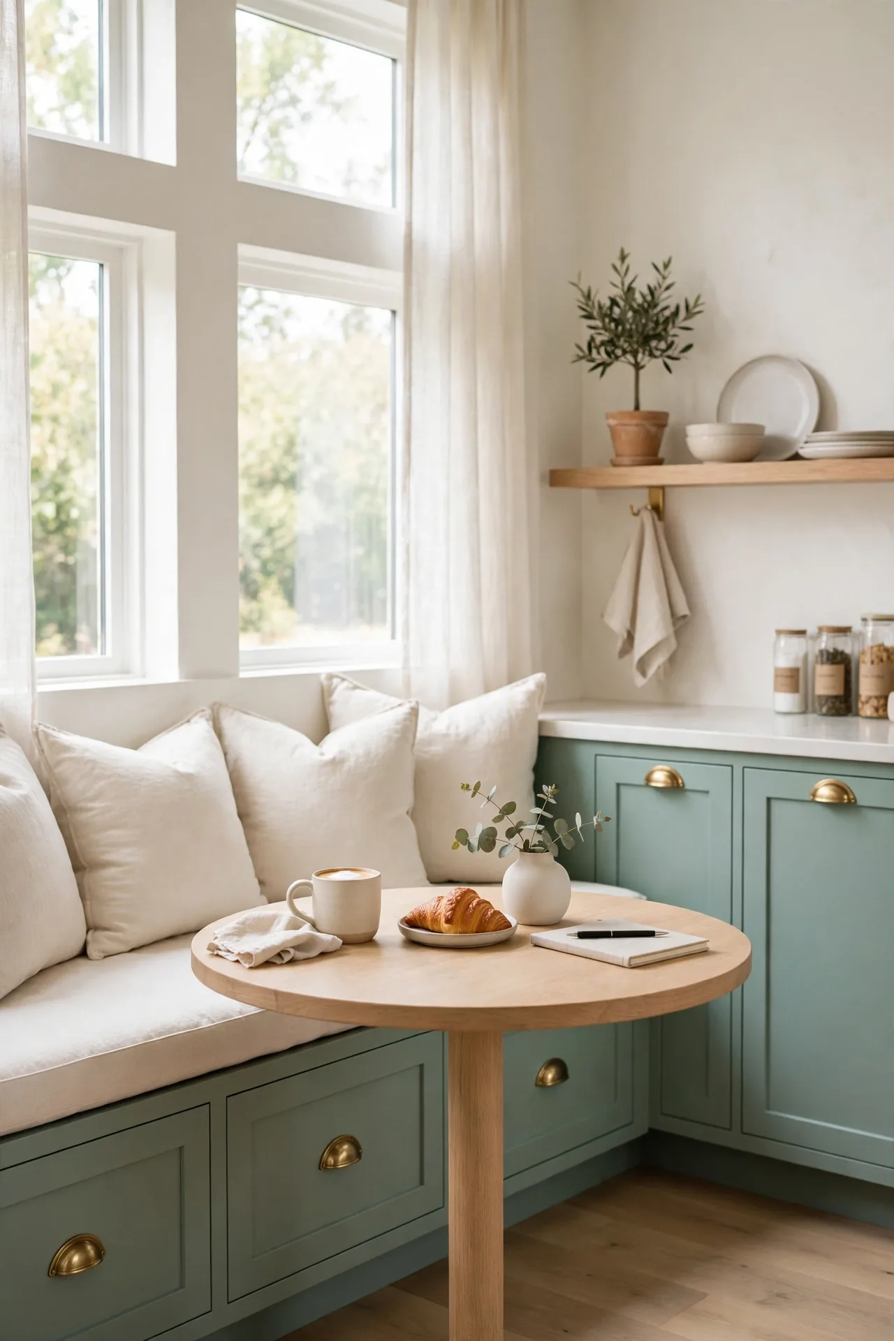 Seafoam Banquette Storage
