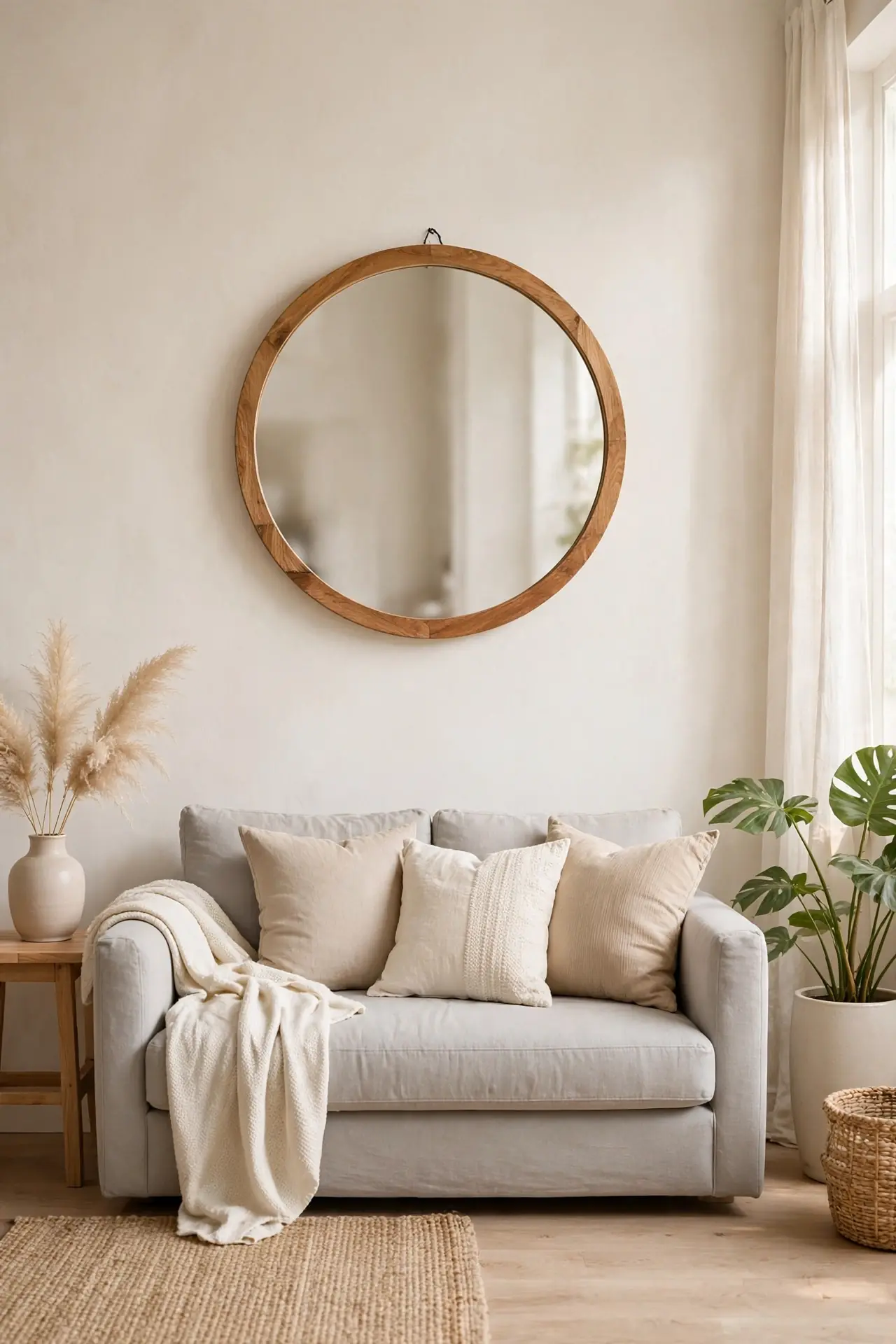 Round Wooden Mirror