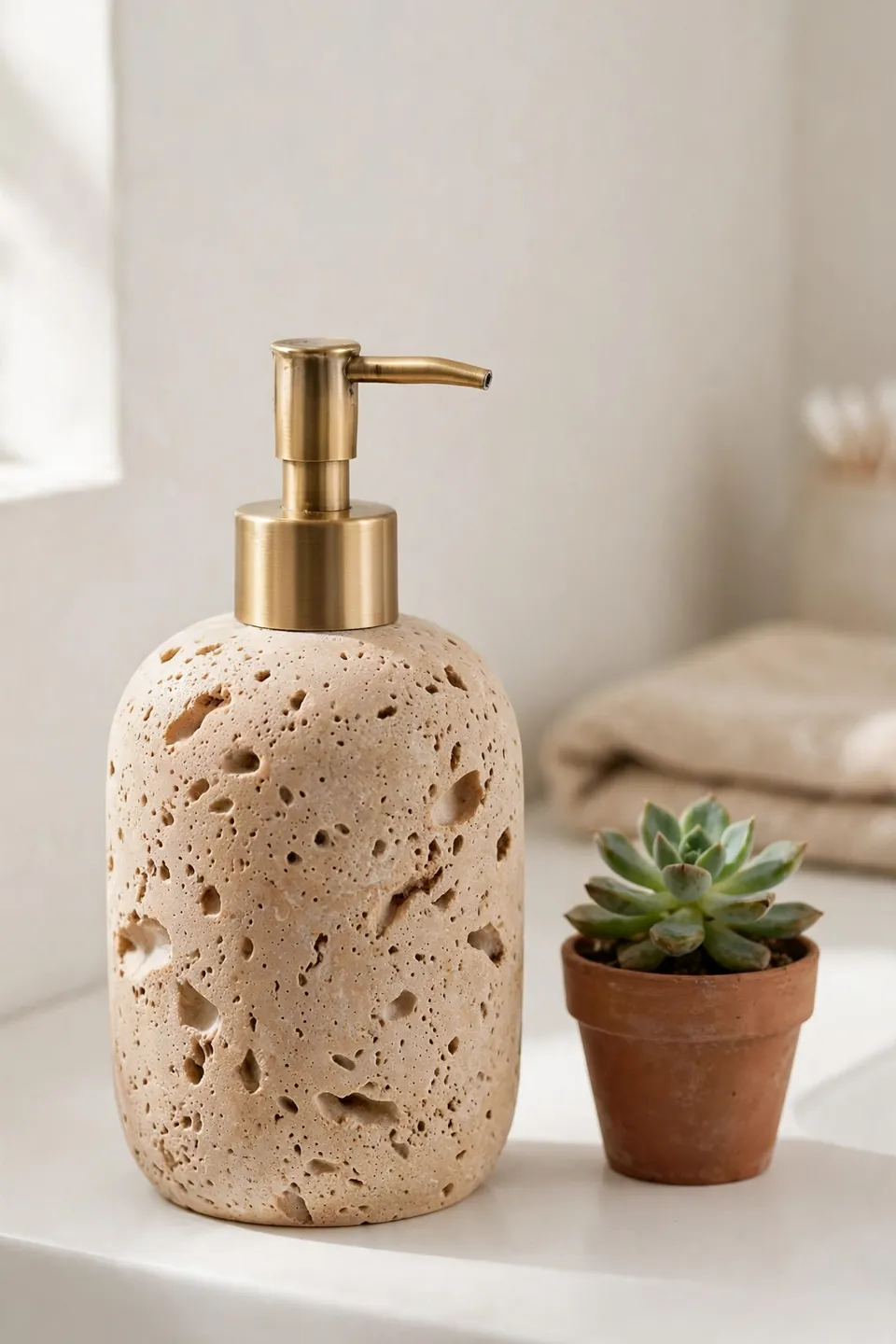 Travertine Soap Dispenser