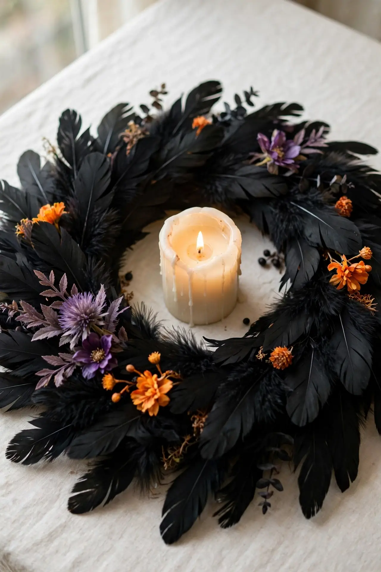 Raven Feather Wreath