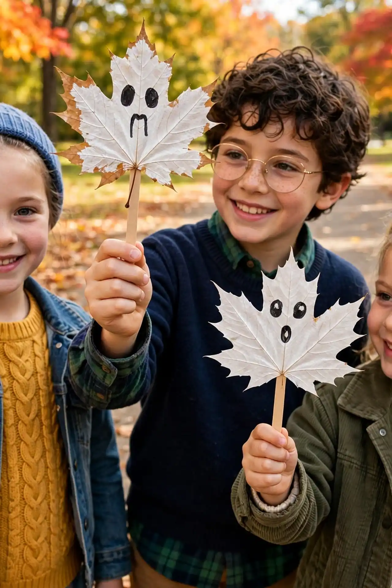 Leaf Ghost Puppets