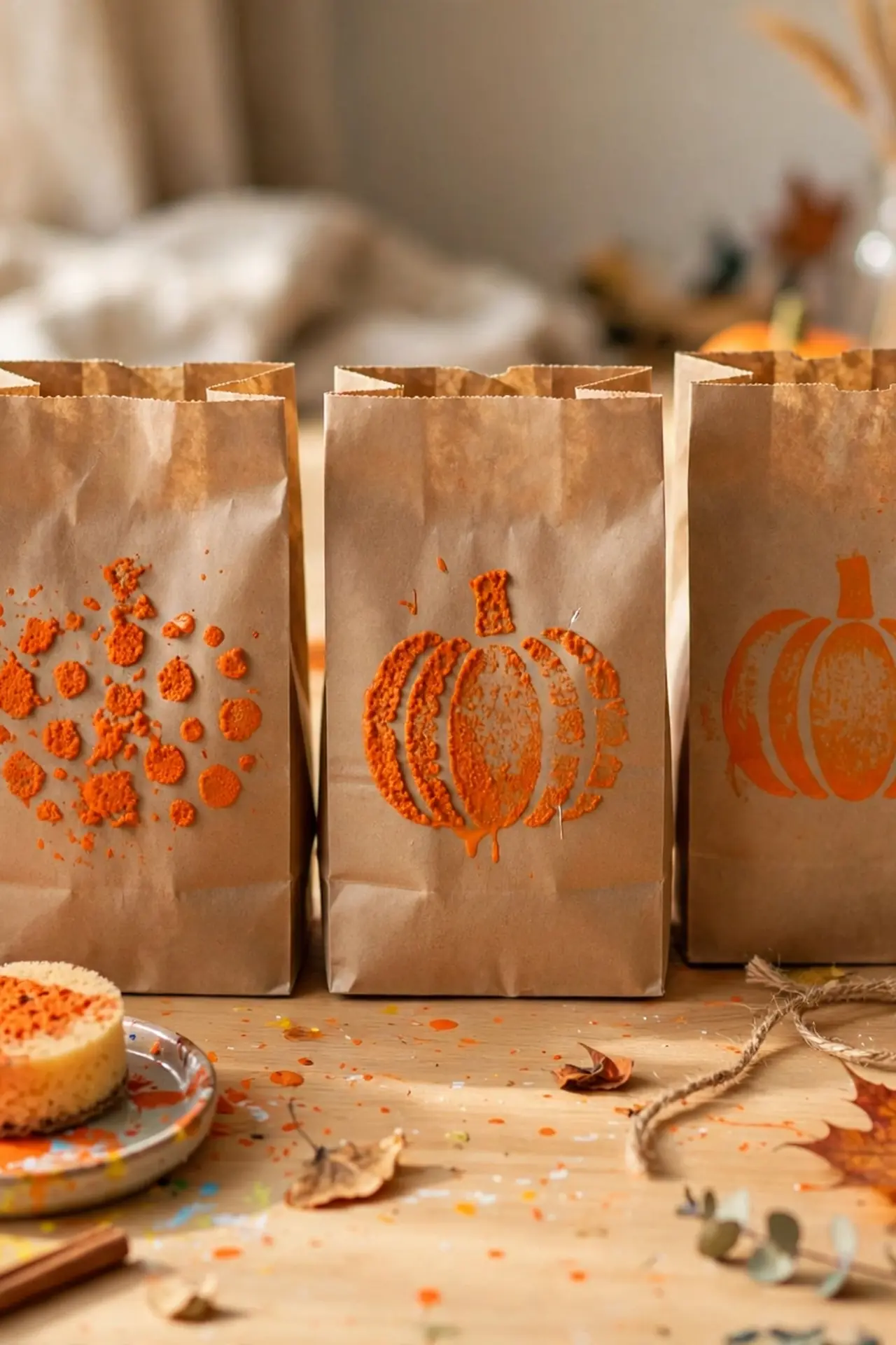 Sponge Print Pumpkins