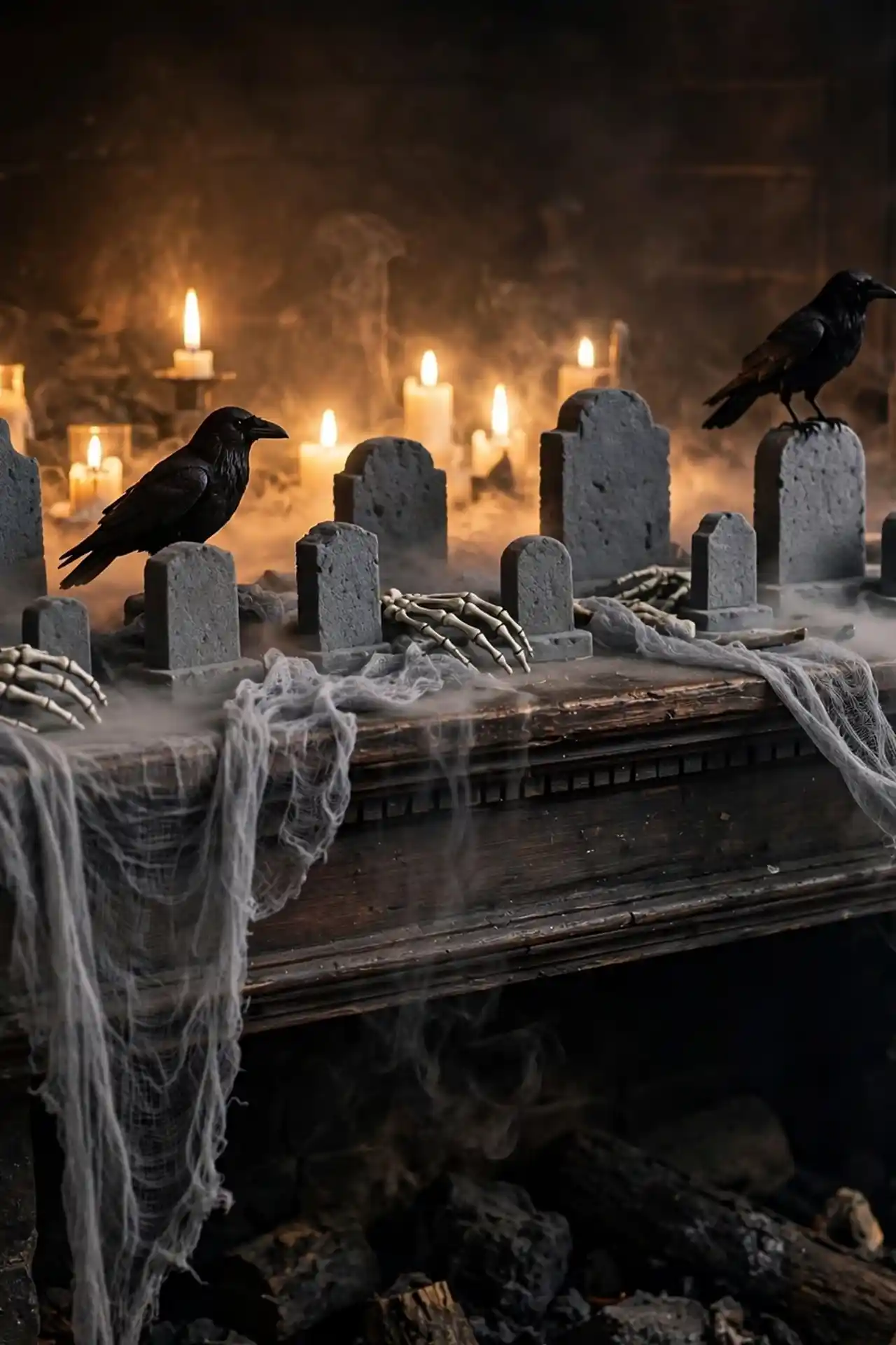 Cemetery Scene Mantel