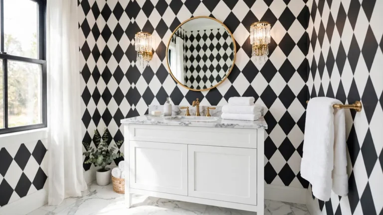 harlequin wallpaper for small bathrooms