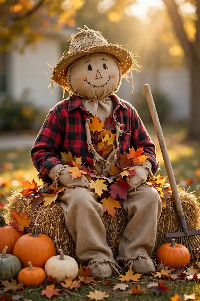 Leaf Pile Scarecrow