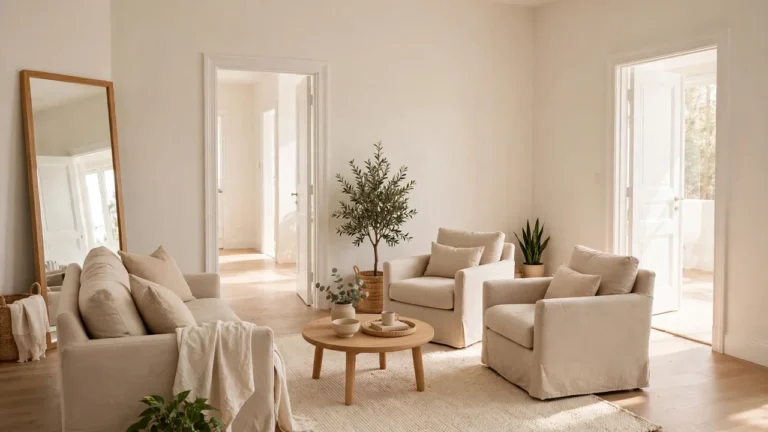 how to arrange a living room with two doors