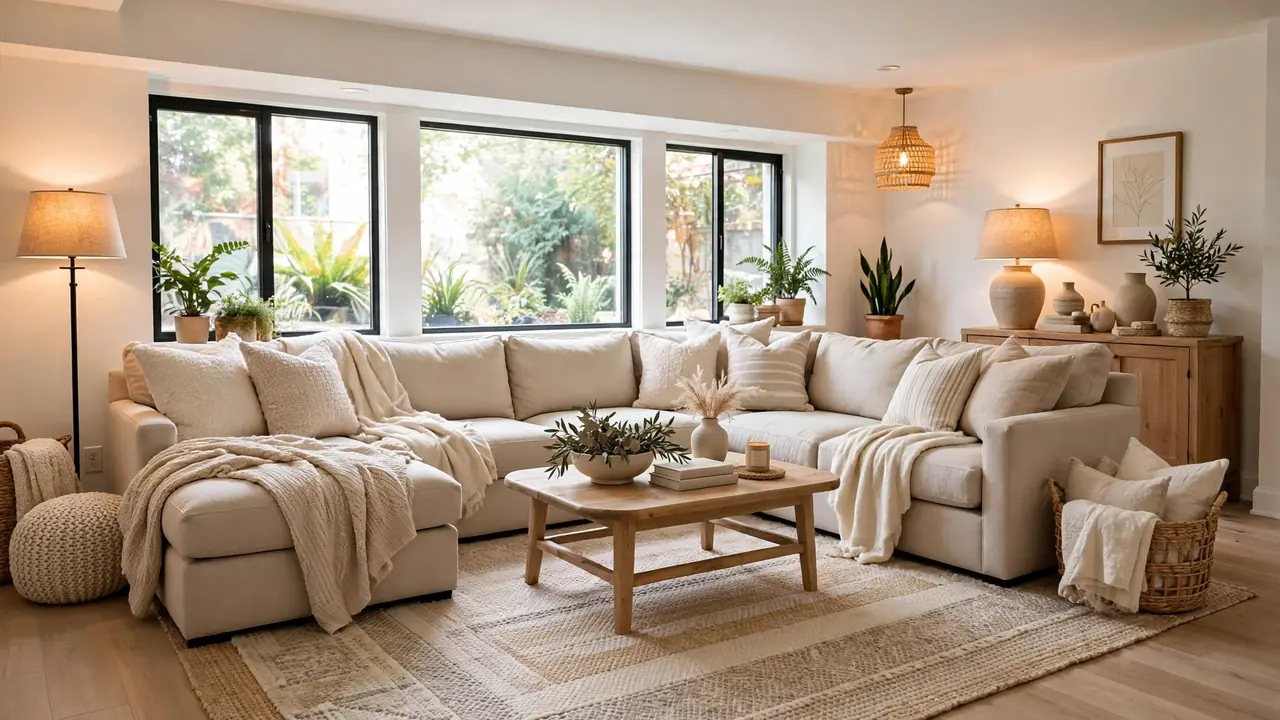 how to arrange furniture in a basement living room