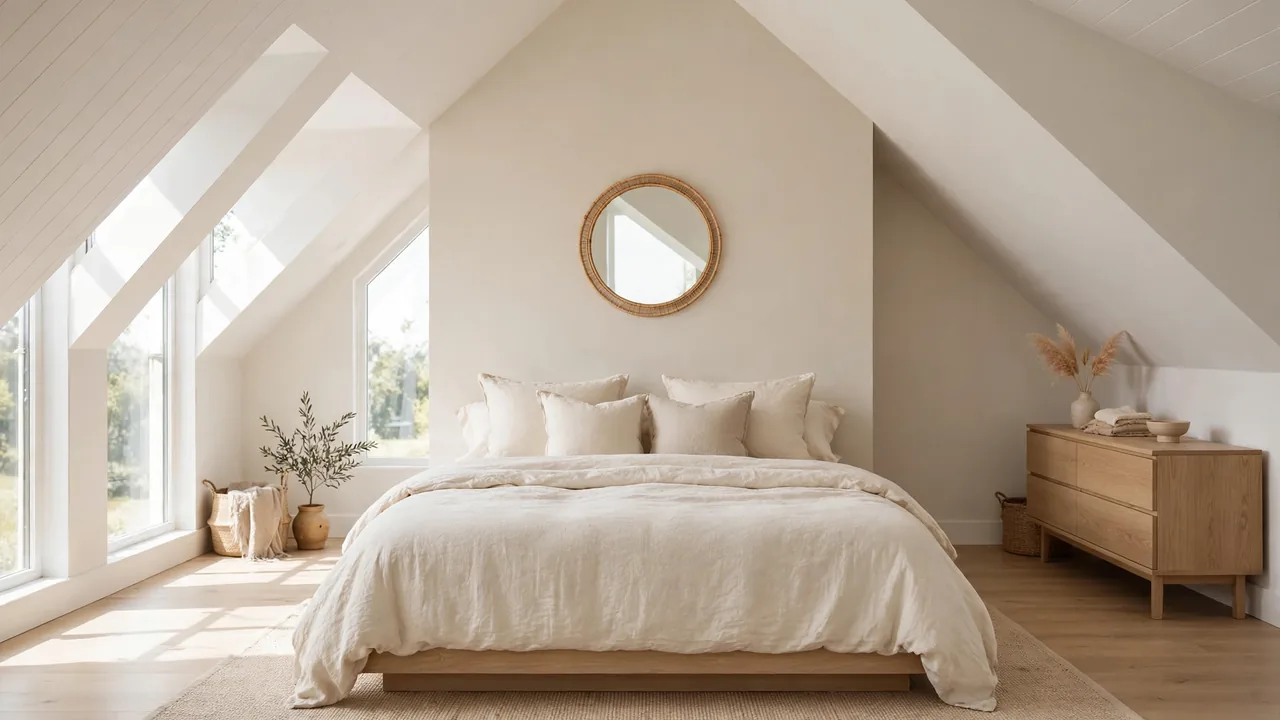 how to decorate a bedroom with a slanted wall