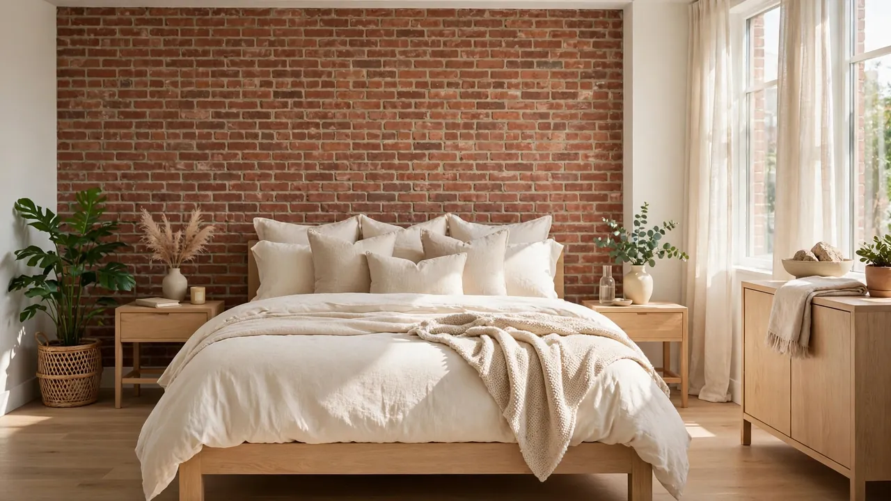 how to decorate a bedroom with exposed brick