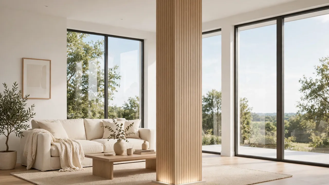 how to decorate a living room with a support column
