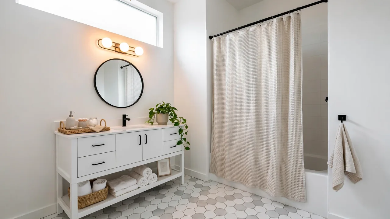 how to make a rental bathroom look modern