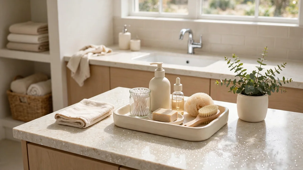 how to organize a small bathroom countertop