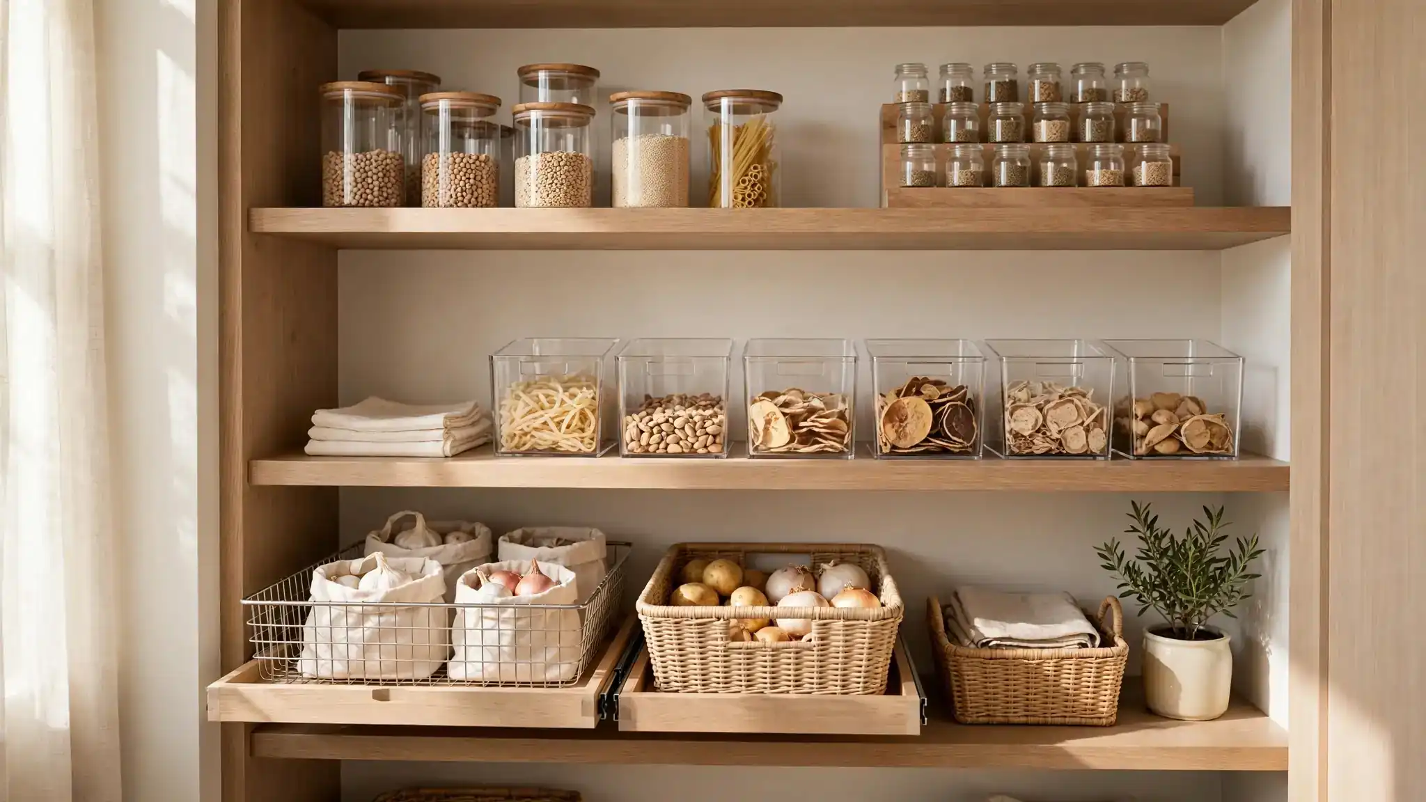 how to organize small pantry deep shelves