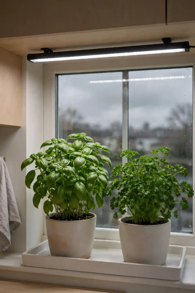 Bright indoor herb garden ideas for kitchen windows