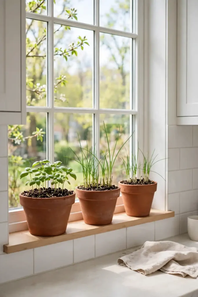 Fresh indoor herb garden ideas for kitchen windows