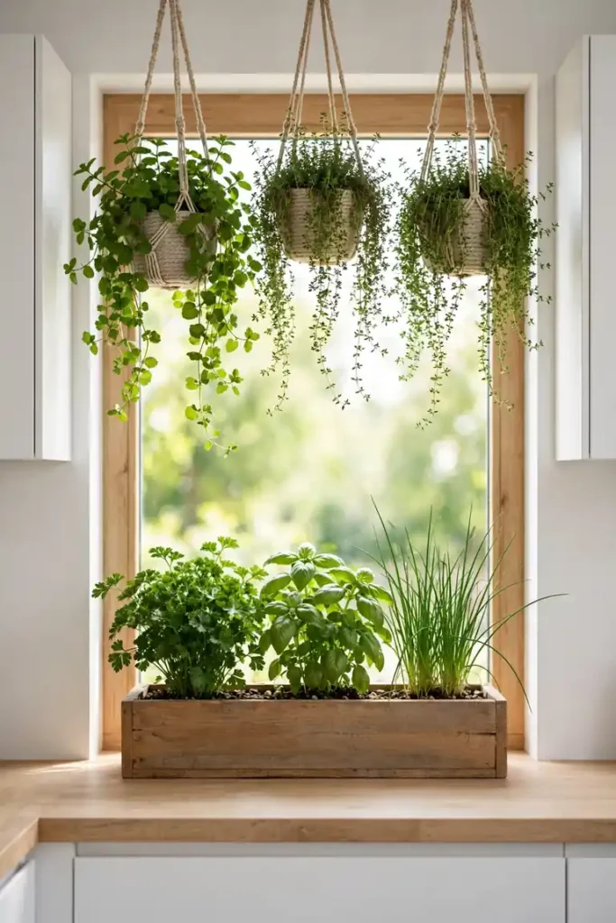 Pretty indoor herb garden ideas for kitchen windows