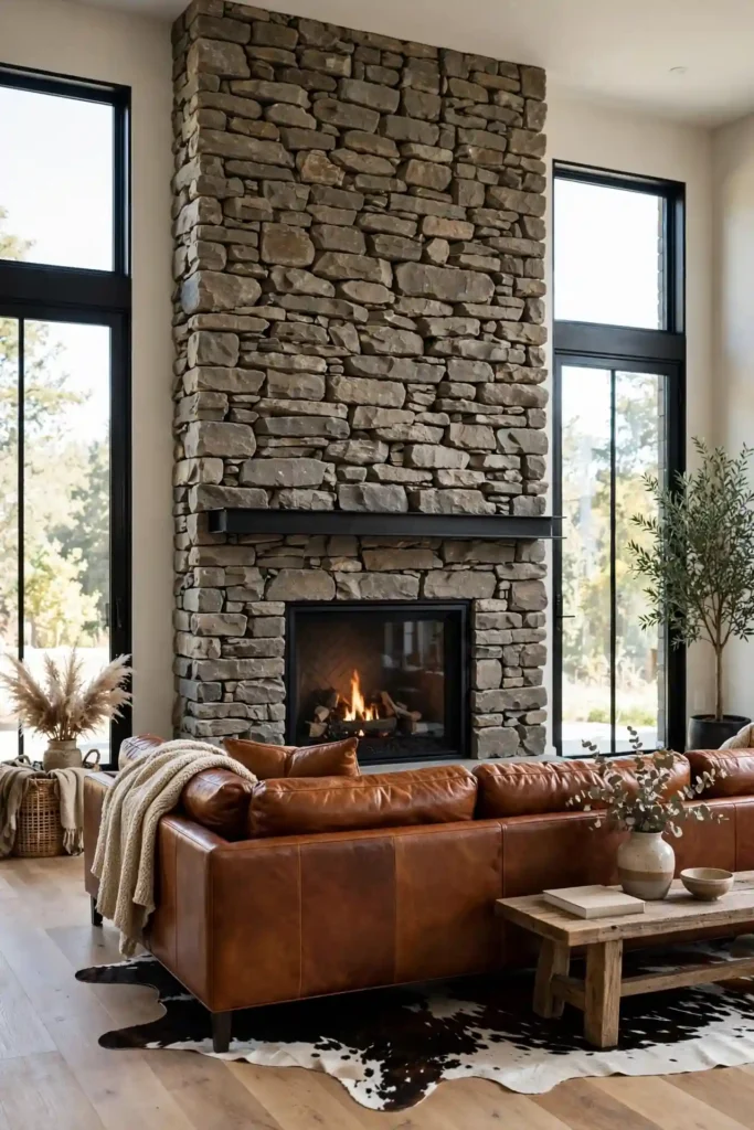 Raw Stone Fireplace
