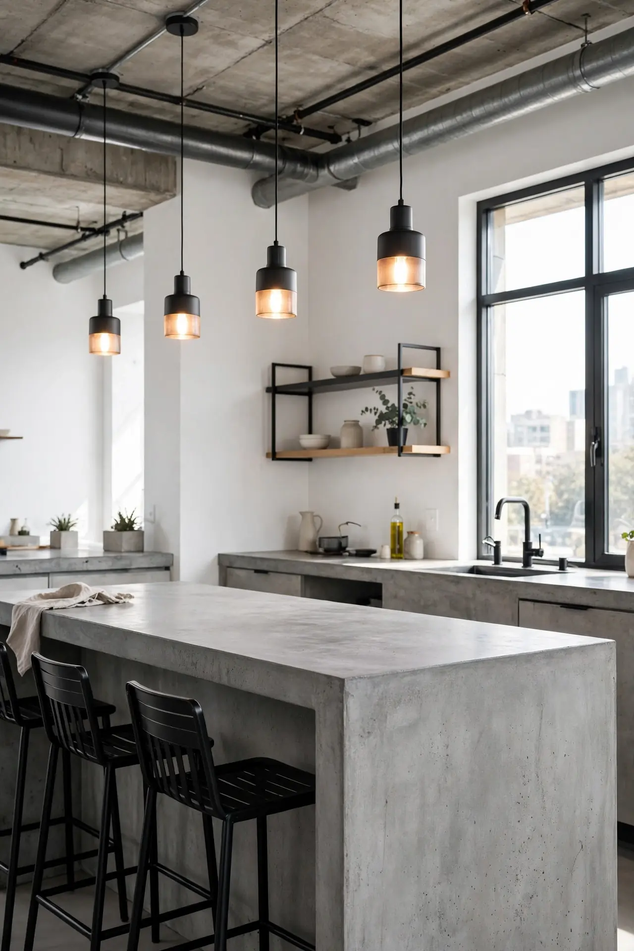 Raw Concrete Kitchen