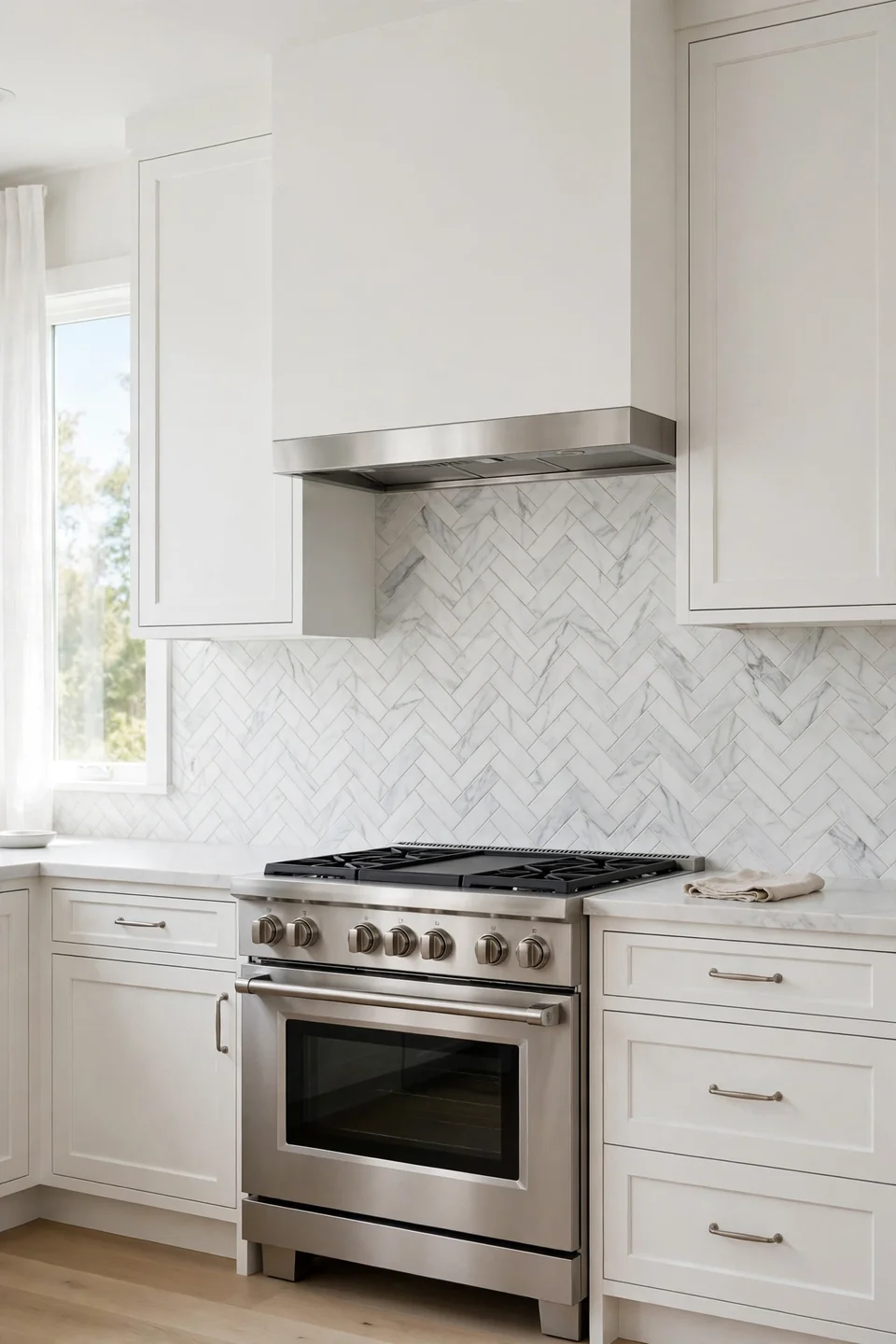 Marble Herringbone Drama