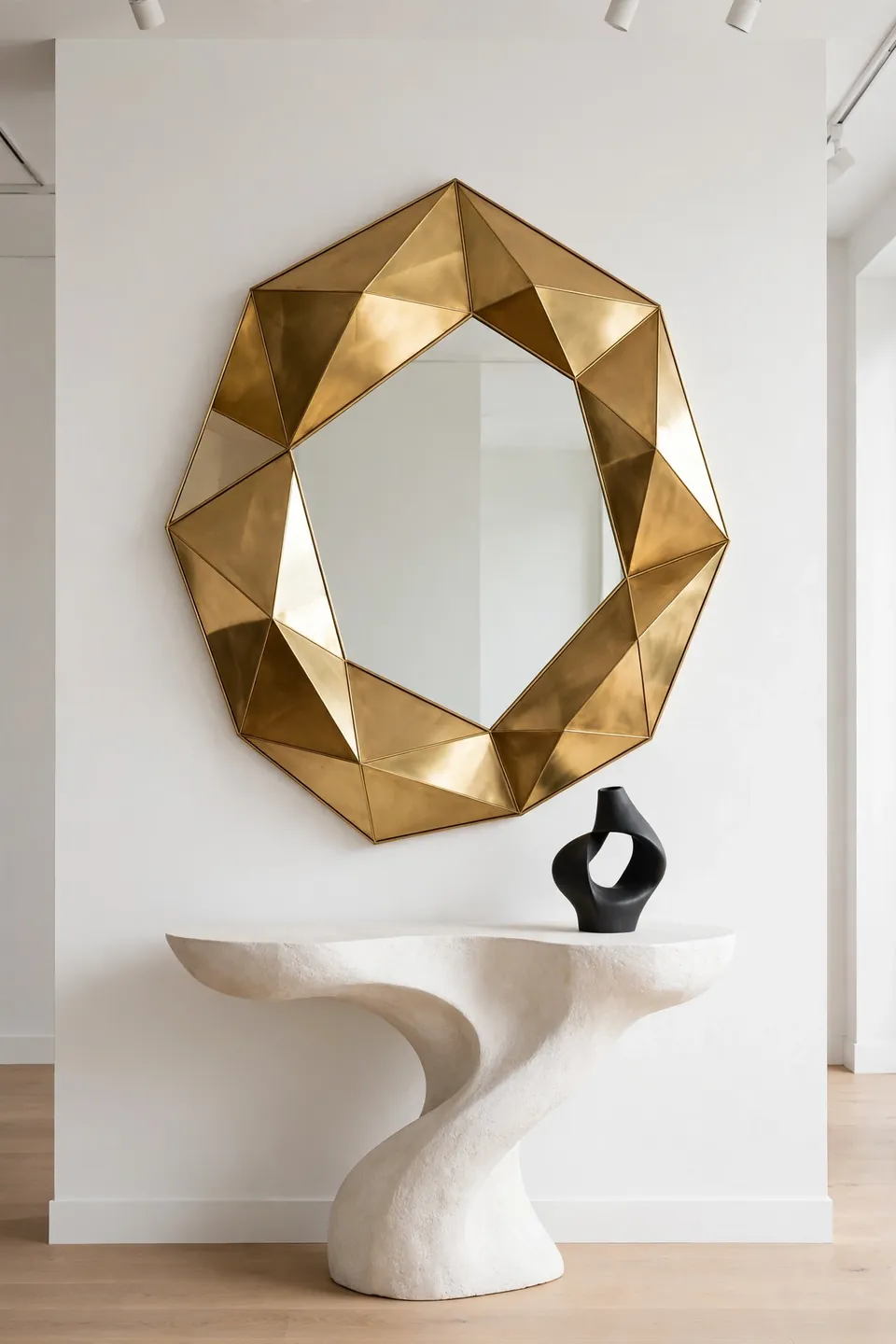 Geometric Brass Mirror