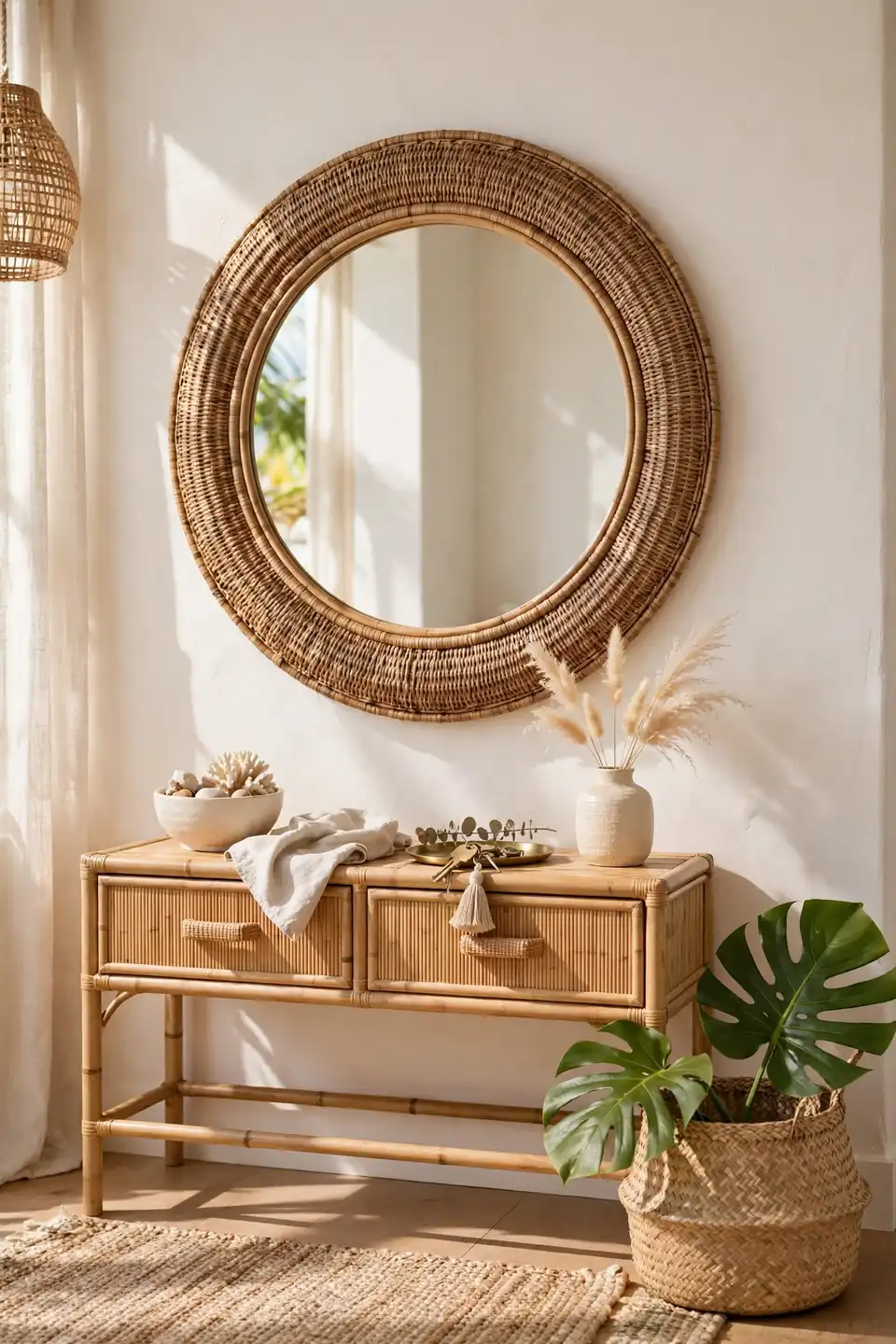 Rattan Edge Mirror