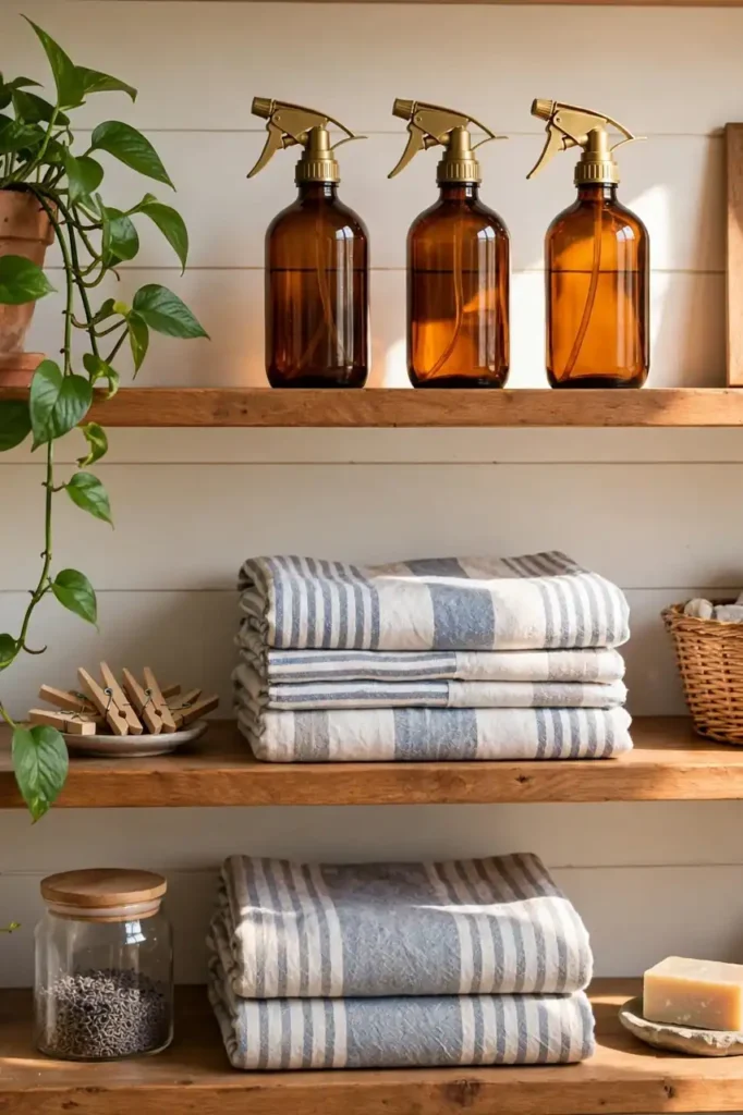 Charming laundry room shelving
