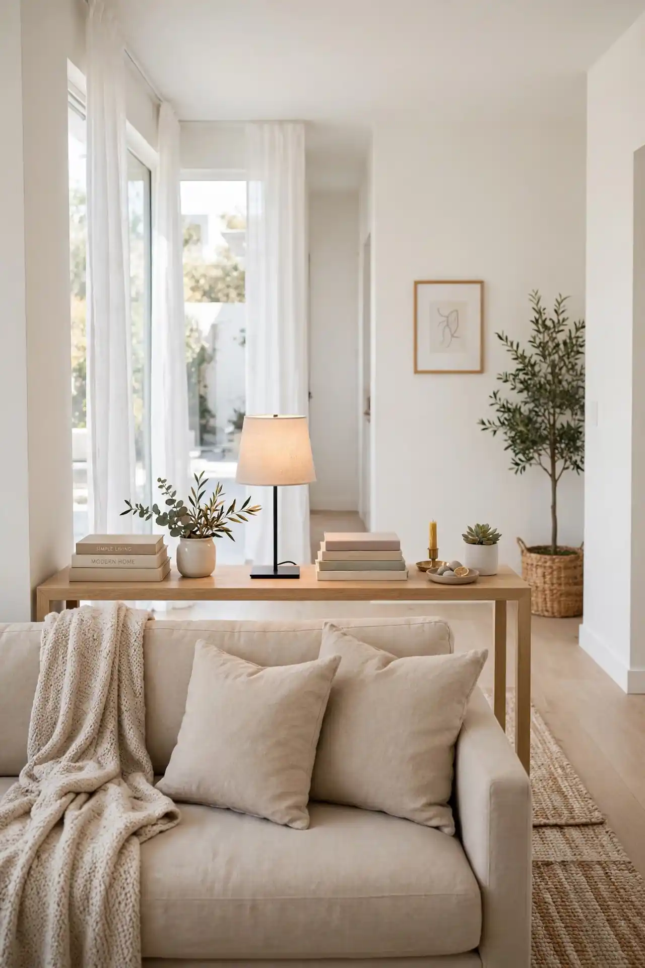 Slim Console Divide for long narrow living room layout ideas