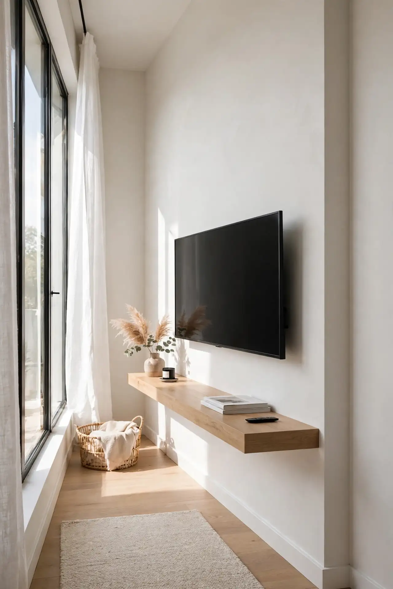 Wall-Mounted Media - Long Narrow Living Room Layout Ideas