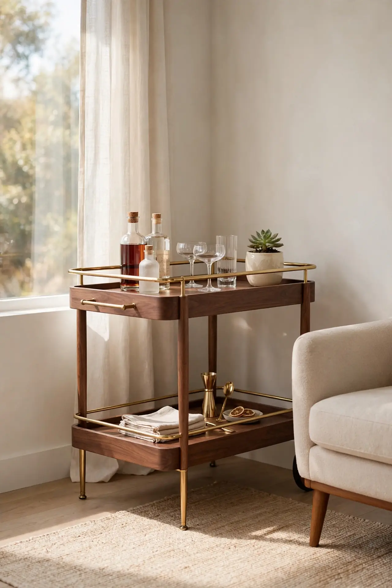 Walnut Bar Cart