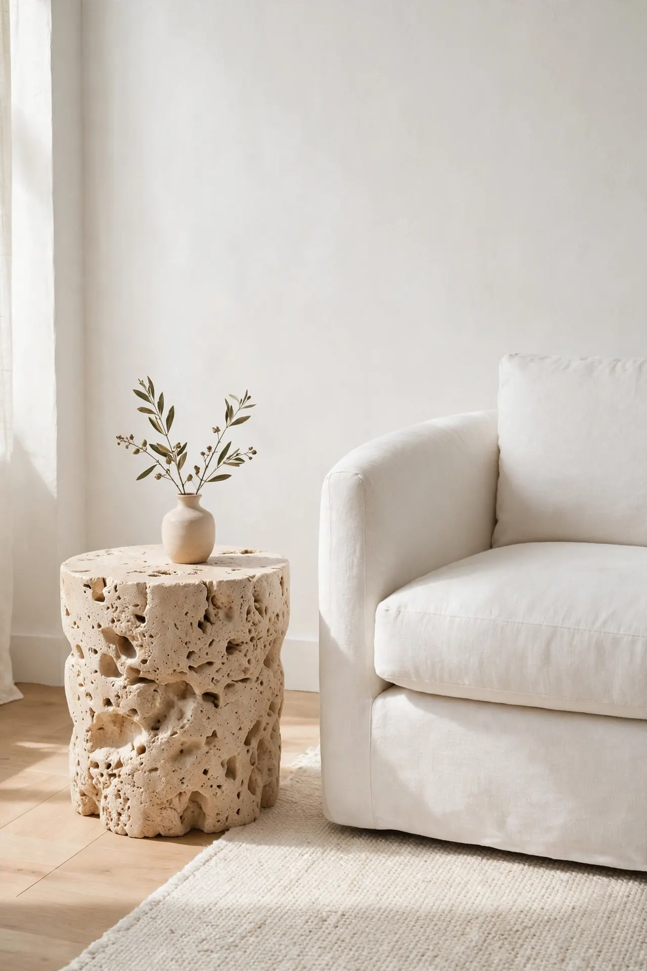 Travertine Side Table