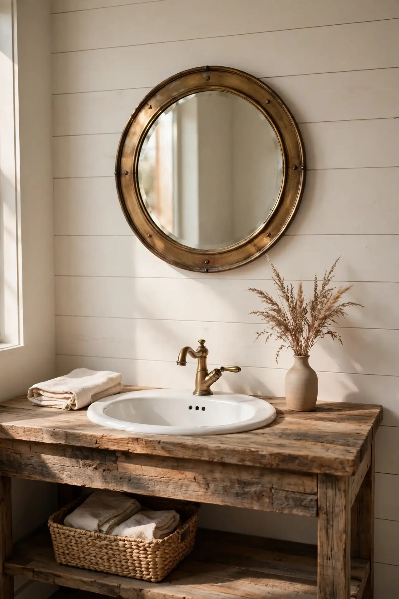 Antique Brass Mirror