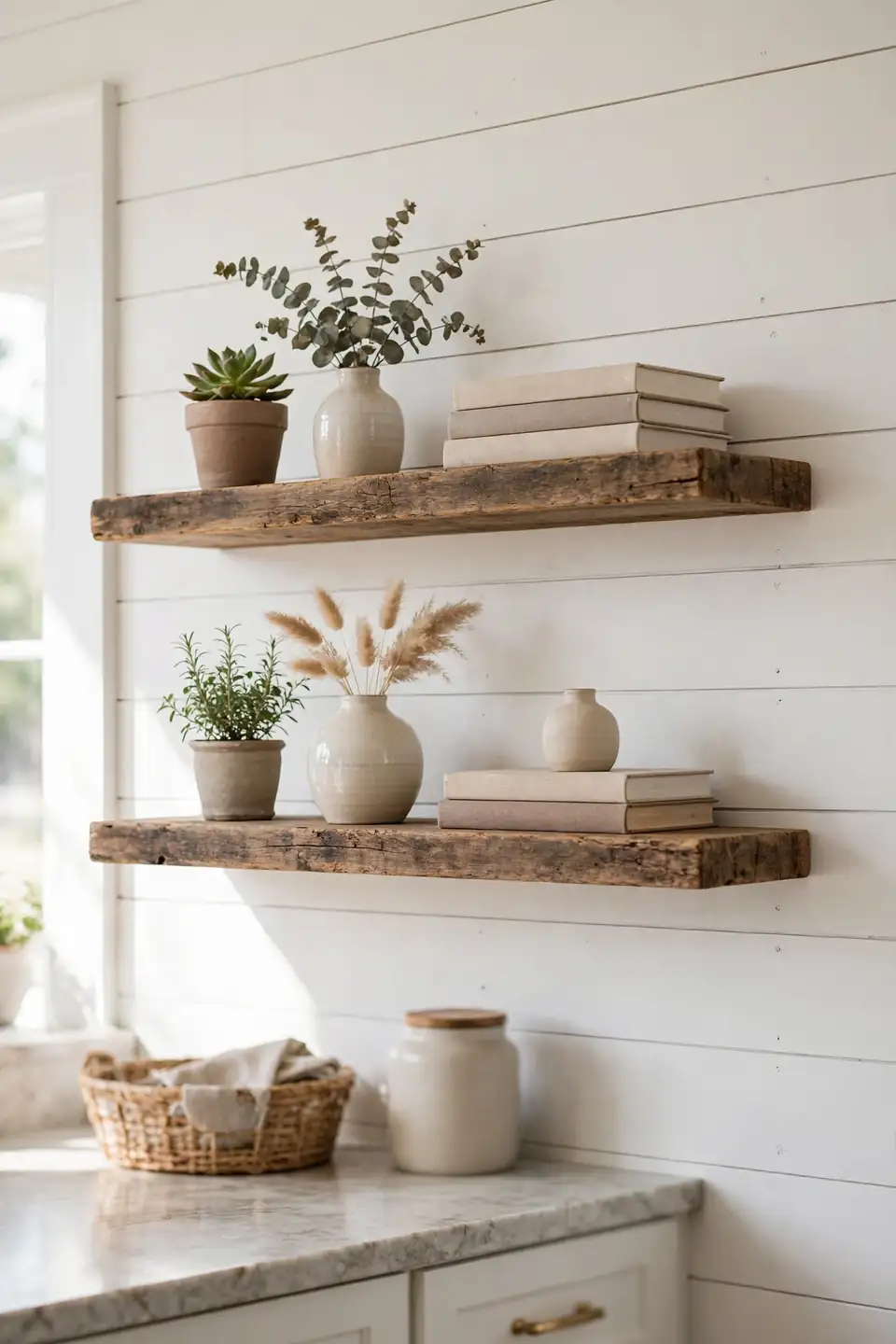 Floating Wood Shelves