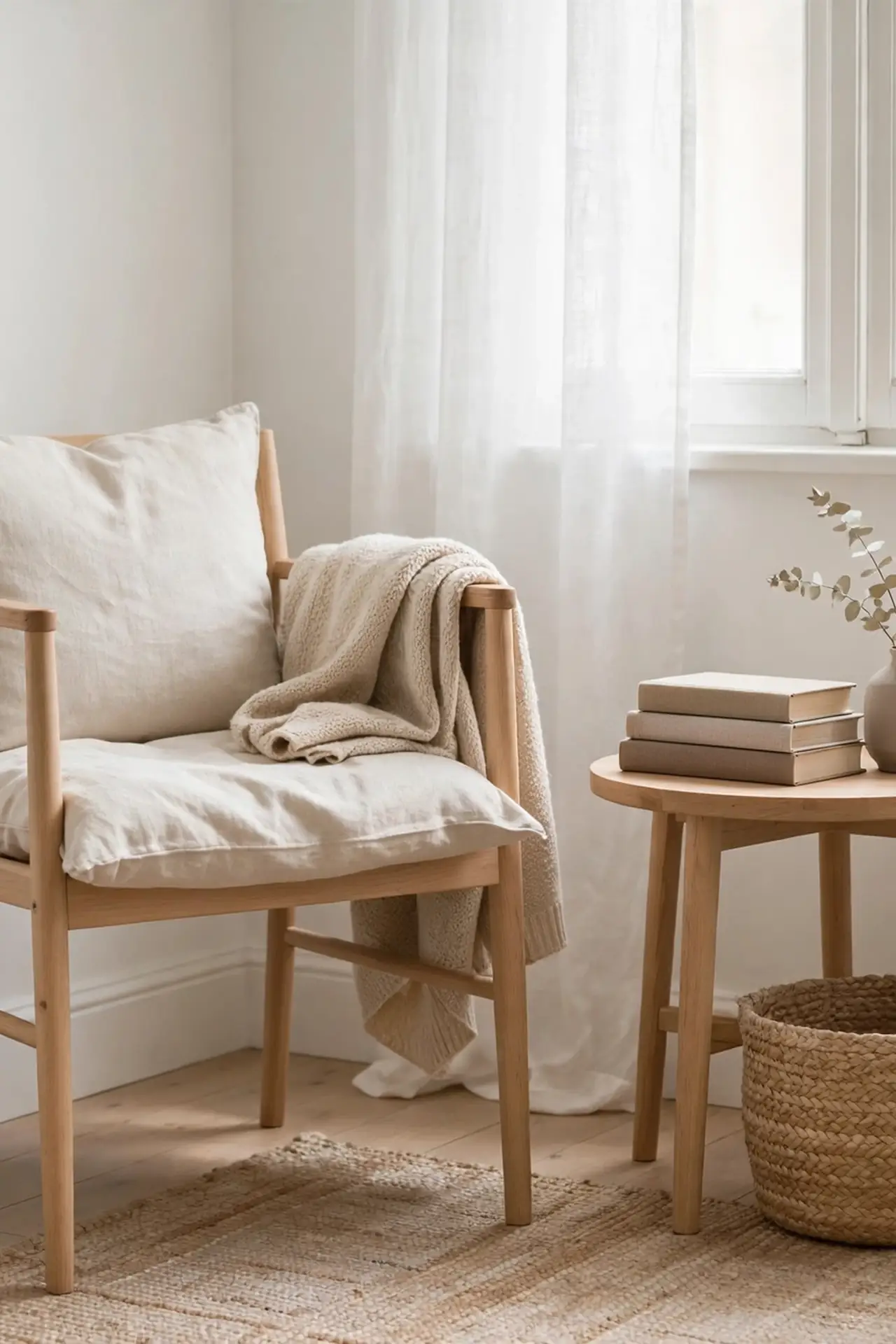 Quiet reading corner with modern minimalist bedroom decor ideas