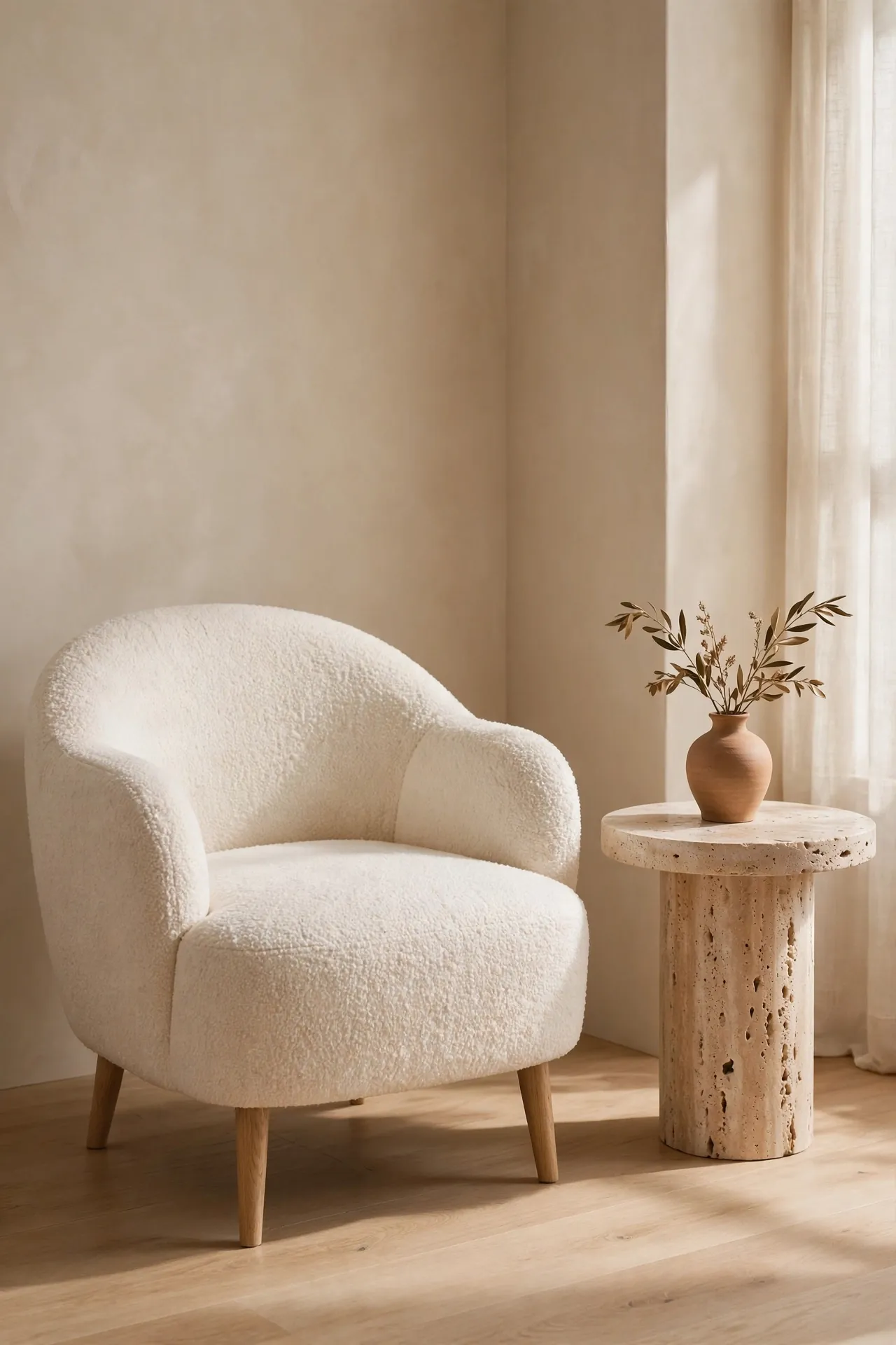 Curved Boucle Chair