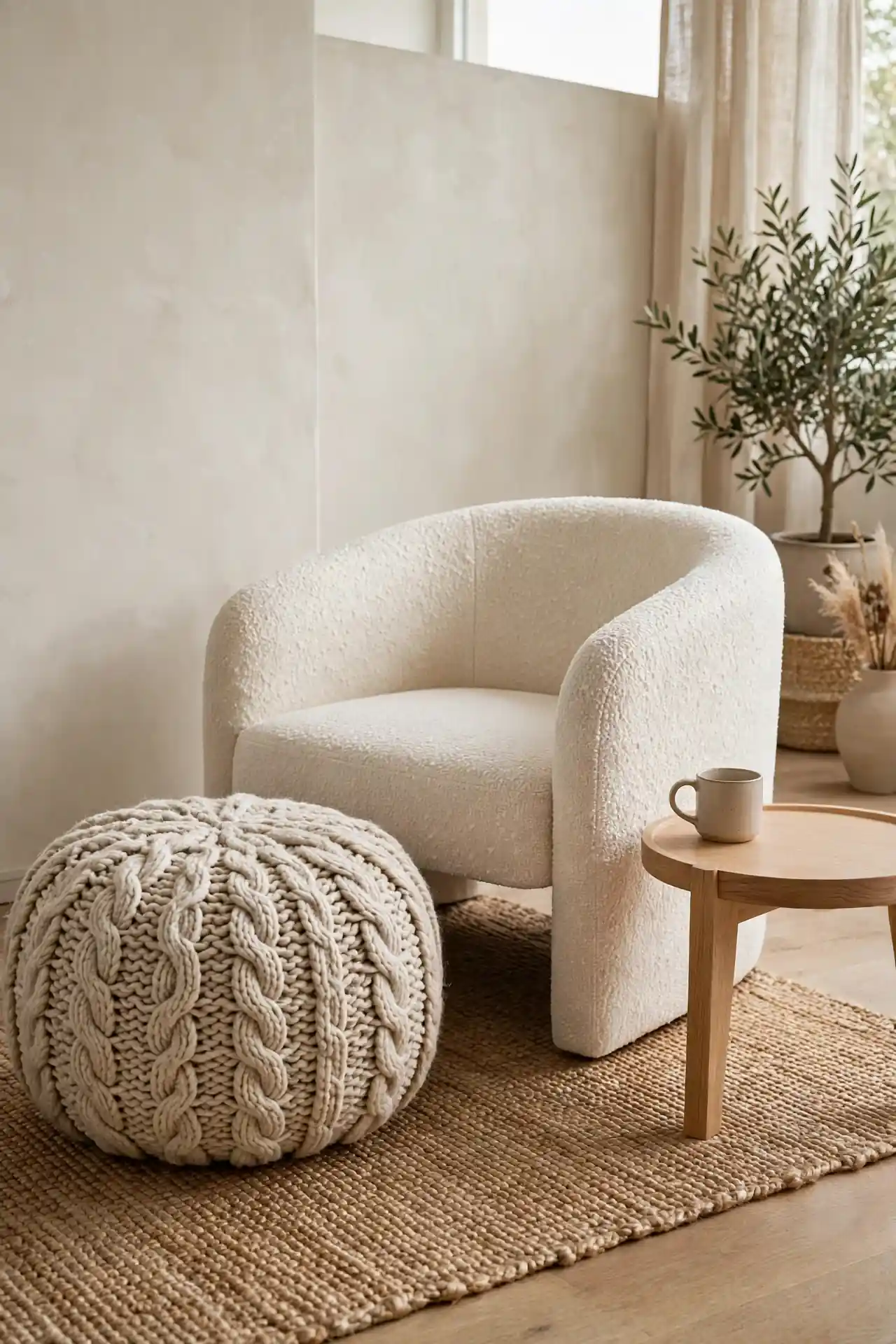 Textured Knit Pouf