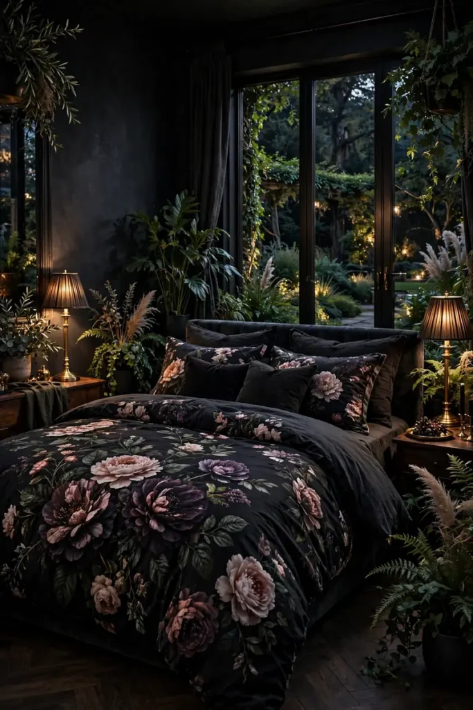 Dark Floral Bedding