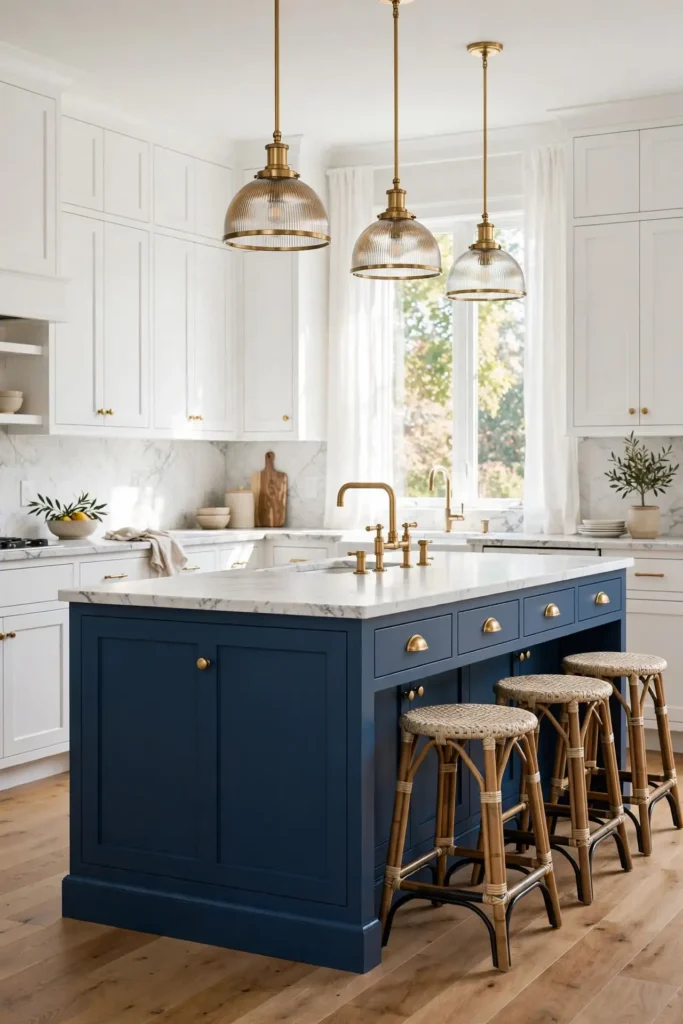Bold moody blue kitchen cabinet ideas