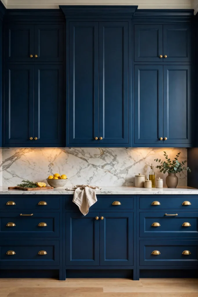 Dramatic moody blue kitchen cabinet ideas
